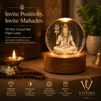 🕉️ 3D Shiv Crystal Ball Night Lamp with LED Wooden Base