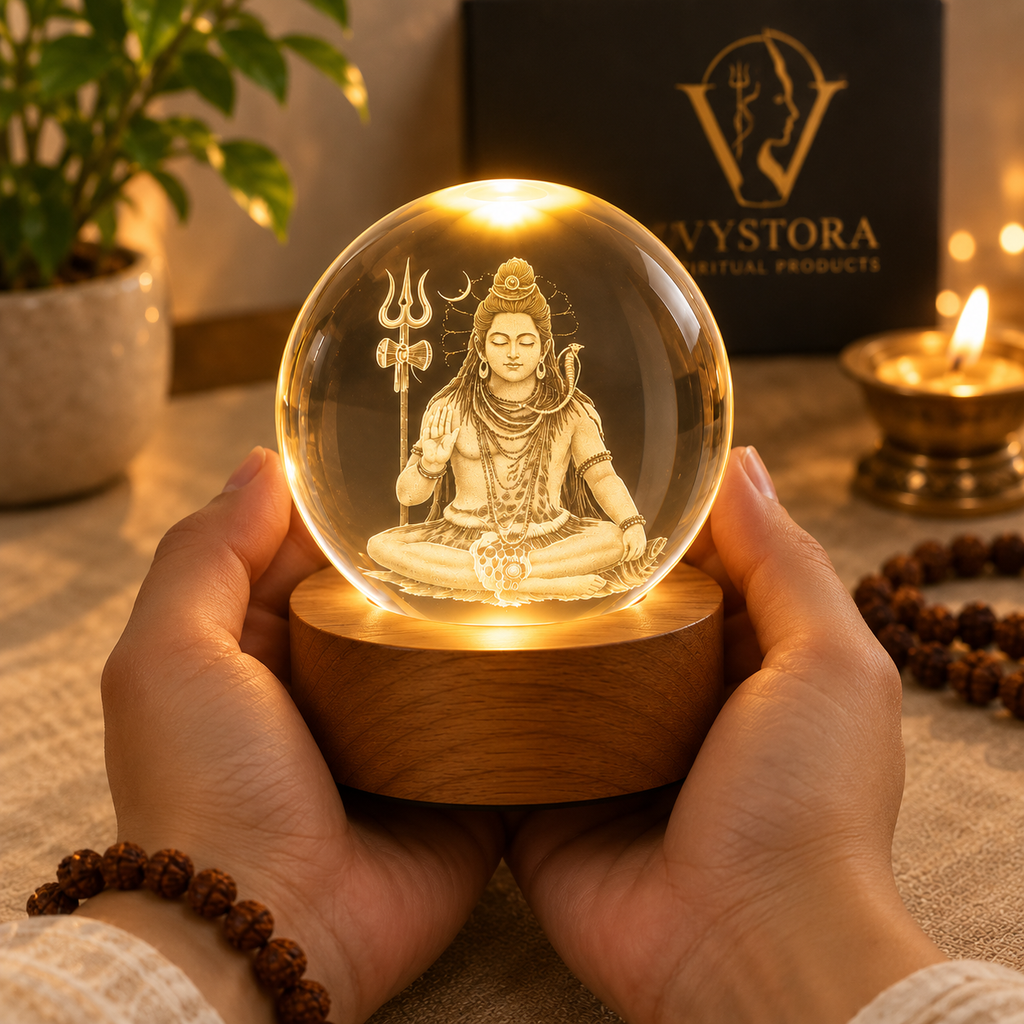 🕉️ 3D Shiv Crystal Ball Night Lamp with LED Wooden Base